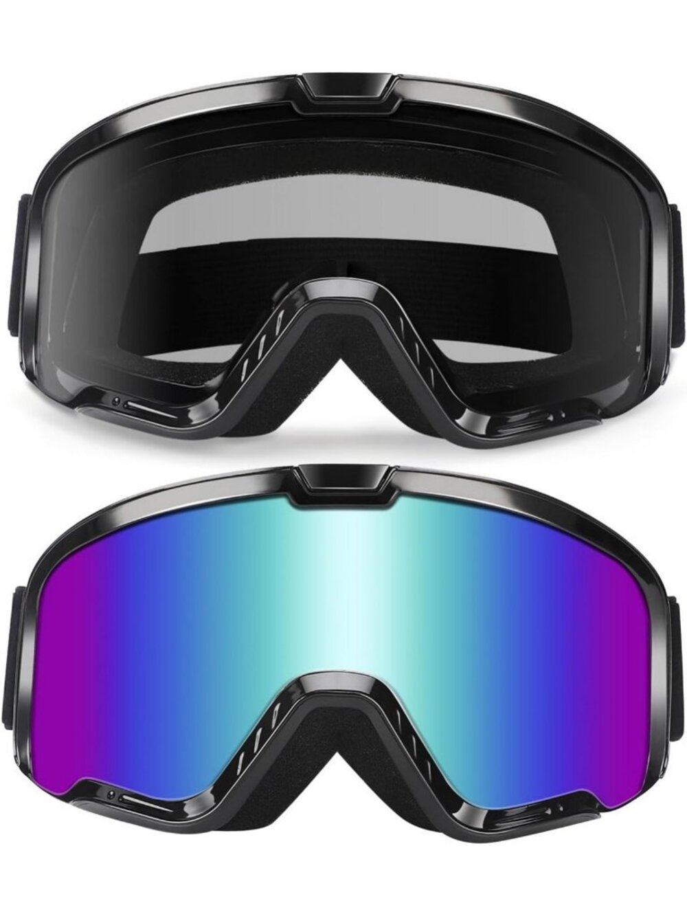 2 Pack Dirt Bike & ATV Goggles - Stylish Grey & Color, UV Protection, Anti-Fog